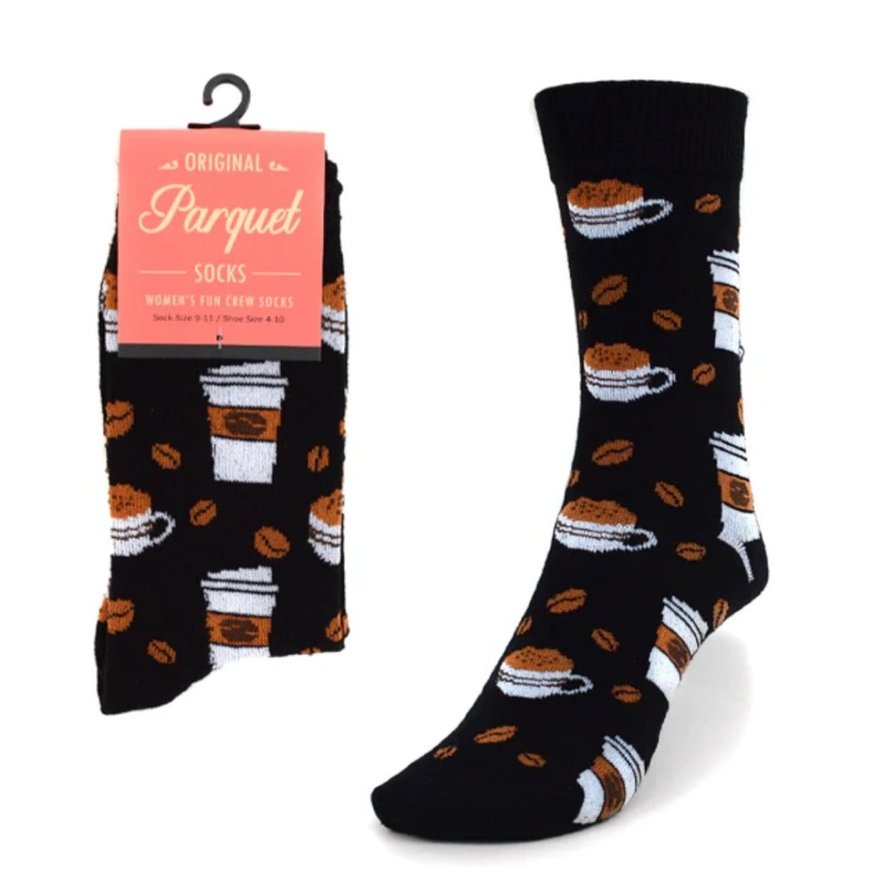 Parquet Women's Black Coffee Pattern Socks